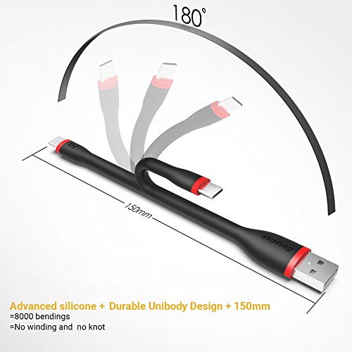 EasyAcc Cable USB C Corto [2 Pack] PocketLine Cable Tipo C para Mi A1, Samsung Galaxy S8 S9 S10, Samsung Cargador Wireless, BQ Aquaris X/X Pro, New MacBook, 15cm