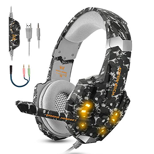 EasySMX Auriculares con Microfono, Cascos Gaming para Nueva Xbox One, Gaming Headset para PS4 con Control de Volumen Compatible con Laptop PC y Smartphone etc.