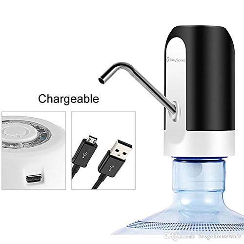 EASYSPEED Dispensador de Agua con luz, Bomba de Agua,electrico portatil, con adaptadores para garrafas y botellones de 5,8,10,13,13 y 20 litros.