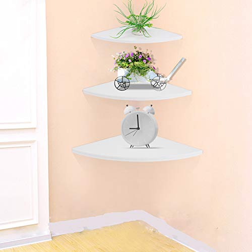 ebtools estantería de pared angular – Juego de 3 estanterías flotantes estantería esquinera para salón dormitorio color blanco capacidad máxima: 10 kg