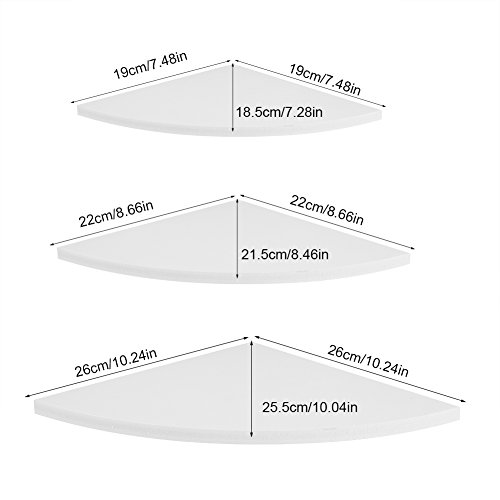 ebtools estantería de pared angular – Juego de 3 estanterías flotantes estantería esquinera para salón dormitorio color blanco capacidad máxima: 10 kg