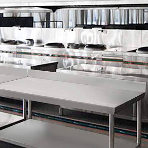 EBTOOLS Mesa de Trabajo de Catering Comercial de Acero Inoxidable para Restaurante Bar Hogar Cocina Lavandería Garaje y Cuarto de Servicio, 120 x 60 x 85 (+10) cm, Resistente y Duradero