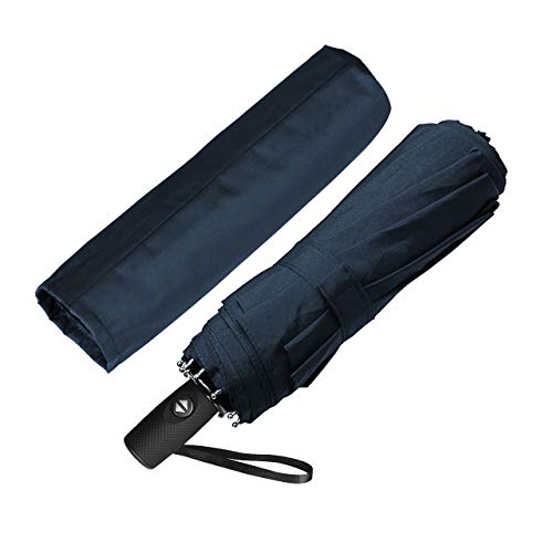 ECHOICE Paraguas Plegable Hombre Automático Antiviento, Paraguas Negro Compacto Resistente al Viento, Paraguas de Viaje (Azul 1)
