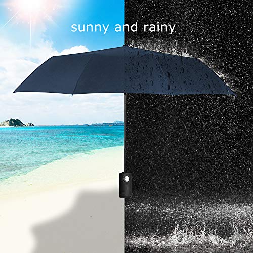 ECHOICE Paraguas Plegable Hombre Automático Antiviento, Paraguas Negro Compacto Resistente al Viento, Paraguas de Viaje (Azul 1)