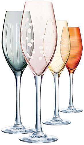Eclat Illumination Color Set de 4 Copas Flauta de 240 ml, Cristal