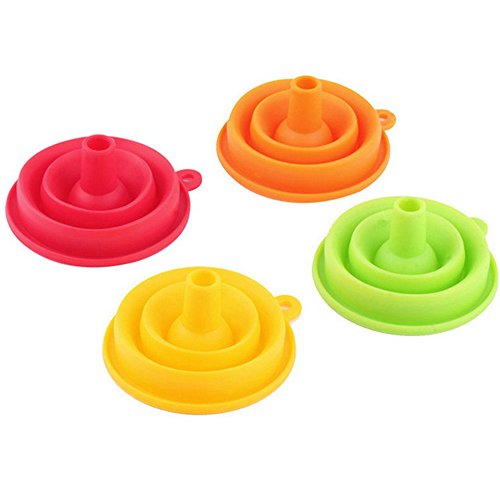 Ecloud Shop® 2pcs portátil telescópica Plegable de Silicona líquida de Cuello Largo Embudo de Embalaje Embudo de la Novedad de la práctica y Segura Herramienta de la Cocina (Color al Azar)