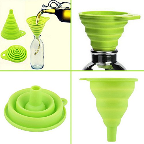 Ecloud Shop® 2pcs portátil telescópica Plegable de Silicona líquida de Cuello Largo Embudo de Embalaje Embudo de la Novedad de la práctica y Segura Herramienta de la Cocina (Color al Azar)