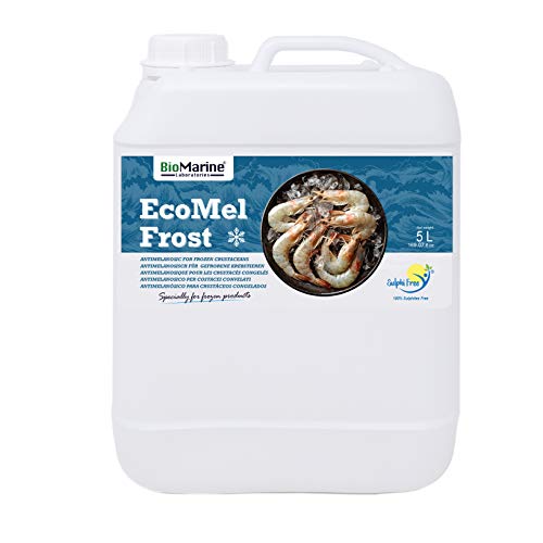 EcoMel Frost Antimelanósico 5 L. Tratamiento para todo tipo de Crustáceos destinados a Congelación (Langostinos, Bogavantes, Cangrejos, etc.). Aditivo Líquido BioMarine. Libre de Sulfitos.