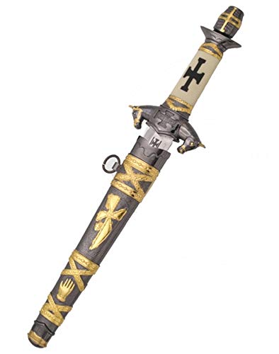 ECOMMUR Daga Caballero Medieval | Cuchillo-puñal templario histórico de coleccionista con Vaina. Colección de artículos Antiguos