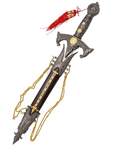 ECOMMUR Daga Templario | Cuchillo-puñal templario histórico de coleccionista con Vaina. Colección de artículos Antiguos