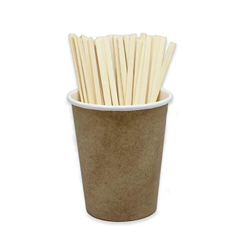econuk – 100 Vasos Desechables Cafe biodegradables de 200ml + 100 Agitadores de bambú + 100 Servilletas 20x20cm sostenibles de Papel Reciclado 100% Ideal para pequeños Eventos