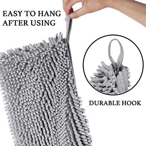 ECOSCO - Toalla de microfibra para perros y perros, superabsorbente, duradera y seca, diseño de bolsillo de mano para perros pequeños, medianos, grandes perros y gatos (pequeño 14 x 24 pulgadas, gris)