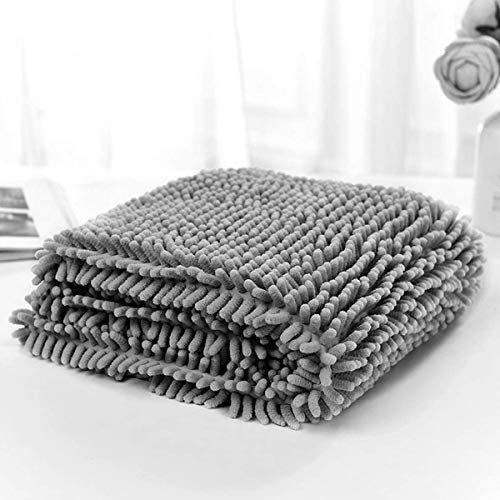 ECOSCO - Toalla de microfibra para perros y perros, superabsorbente, duradera y seca, diseño de bolsillo de mano para perros pequeños, medianos, grandes perros y gatos (pequeño 14 x 24 pulgadas, gris)