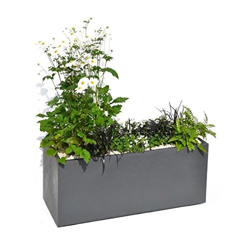 Eda Plastiques Volcania - Jardinera, decoración de Piedra, 99,5 x 39 x 43, 98 l, Color Gris