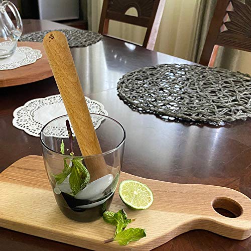 Efo - Muddler de madera para cócteles - Trituradora de hielo de madera duradera - Elegante barra de madera de mojito - Práctico muddler - Herramienta de cocina perfecta para ajos, hierbas y frutas