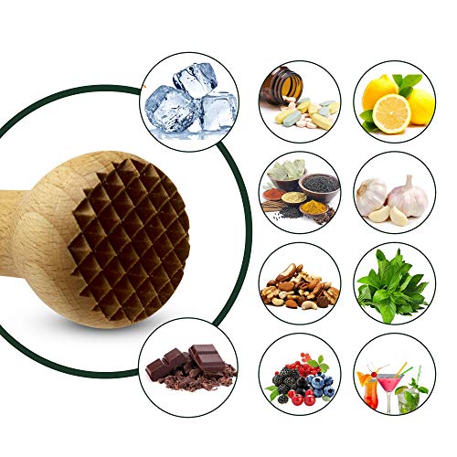 Efo - Muddler de madera para cócteles - Trituradora de hielo de madera duradera - Elegante barra de madera de mojito - Práctico muddler - Herramienta de cocina perfecta para ajos, hierbas y frutas