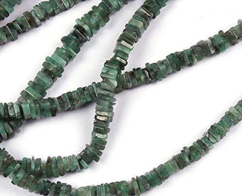 eGemCart 5-6mm Esmeralda Natural Heishi Cuentas cuadradas para Hacer Joyas, Cuentas de Heishi para Pulsera de Piedras Preciosas, Cuentas de Piedras Preciosas Sueltas semipreciosas Calidad AAA