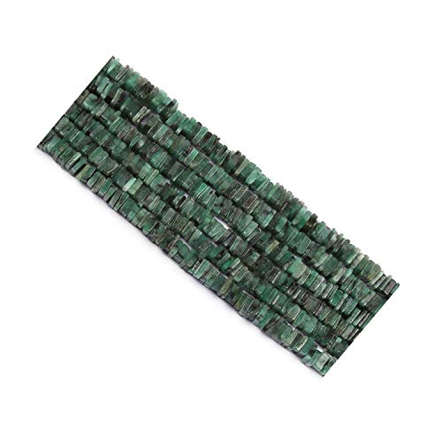 eGemCart 5-6mm Esmeralda Natural Heishi Cuentas cuadradas para Hacer Joyas, Cuentas de Heishi para Pulsera de Piedras Preciosas, Cuentas de Piedras Preciosas Sueltas semipreciosas Calidad AAA