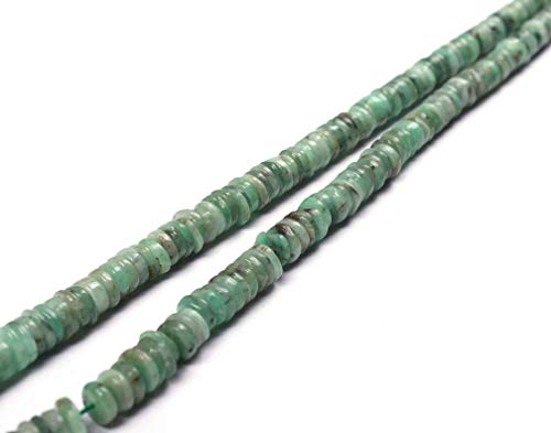 eGemCart 5-6mm Esmeralda Natural Heishi Cuentas Redonda para Hacer Joyas, Cuentas de Heishi para Pulsera de Piedras Preciosas, Cuentas de Piedras Preciosas Sueltas semipreciosas Calidad AAA