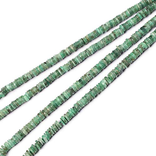 eGemCart 5-6mm Esmeralda Natural Heishi Cuentas Redonda para Hacer Joyas, Cuentas de Heishi para Pulsera de Piedras Preciosas, Cuentas de Piedras Preciosas Sueltas semipreciosas Calidad AAA