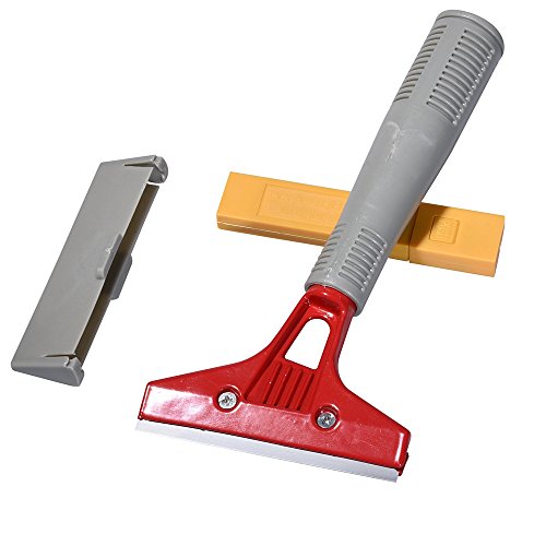 Ehdis® 4"de Ancho para Trabajo Pesado de Acero Inoxidable raspador de Largo Mango de la Pala Limpia con un 1" Jack al Final instale Mango Largo, Agregado 10 Sustitución de la Cuchilla