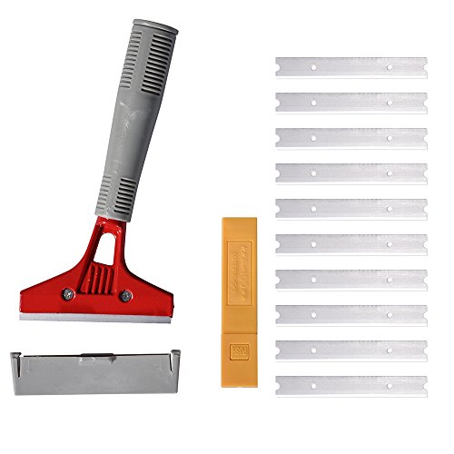 Ehdis® 4"de Ancho para Trabajo Pesado de Acero Inoxidable raspador de Largo Mango de la Pala Limpia con un 1" Jack al Final instale Mango Largo, Agregado 10 Sustitución de la Cuchilla