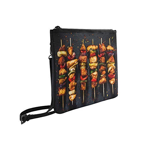 EIJODNL Alas y Especias de Pollo Asado Patrón Personalizado Bolso de Embrague Delgado de Nylon de alto grado Bolso cruzado de bandolera