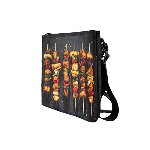 EIJODNL Alas y Especias de Pollo Asado Patrón Personalizado Bolso de Embrague Delgado de Nylon de alto grado Bolso cruzado de bandolera