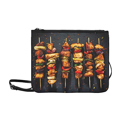 EIJODNL Alas y Especias de Pollo Asado Patrón Personalizado Bolso de Embrague Delgado de Nylon de alto grado Bolso cruzado de bandolera