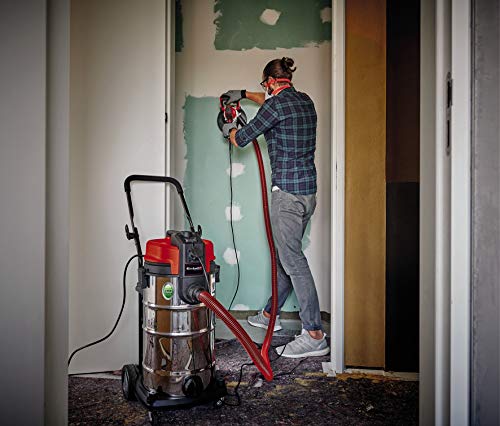 Einhell Aspirador en seco y húmedo TE-VC 2340 SAC (1200 W, 40 L, sistema de limpieza de filtro para polvo fino, depósito de acero, incluye filtros y boquillas, manguera de plástico de 3 metros)