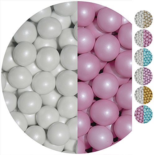 EinsSein 0,7kg Bolas de Chocolate crujiente boda bautizo Mezcla grande blanco-rosado perla candy bar melts cereal surtido choco corazones almendras caramelos bombones confeti peladillas regalos botes
