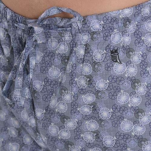 El Búho Nocturno Pantalón de Pijama Suelto de Hombre Pantalón de Pijama Caballero de Entretiempo de clásico de Estampado círculos Ropa de Dormir para Hombre Popelín de algodón Talla M Marino