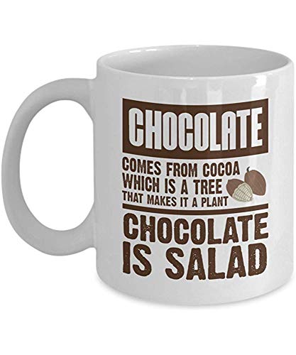 El chocolate proviene del cacao, que es un árbol. Eso lo convierte en una planta. El chocolate es ensalada taza de café