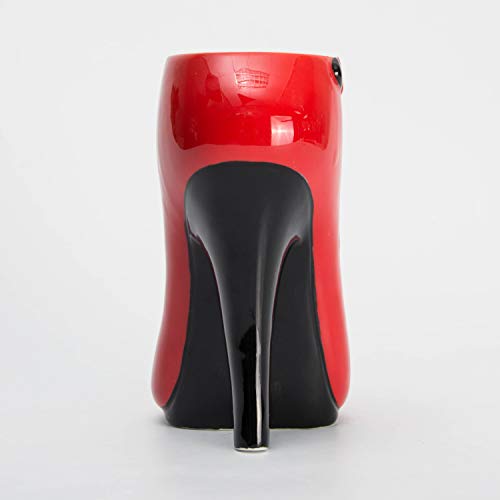 el & groove Taza de tacón Alto Gran Rojo en 3D, Taza de café 350 ml (450 ml Llena hasta el Borde), tacón de Porcelana en Rojo Negro, decoración Regalo