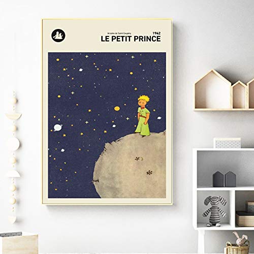 El pequeño príncipe versión francesa imprime vivero pared arte lienzo pintura Le Petit Prince cubierta de libro cartel niños habitación decoración de la pared 50x70 cm sin marco