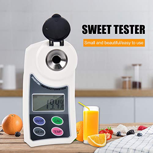 El refractómetro digital, portátil de bolsillo Brix medidor electrónico con pantalla LCD de azúcar, jugo de la fruta del alimento multifunción refractómetro probador con compensación de temperatura