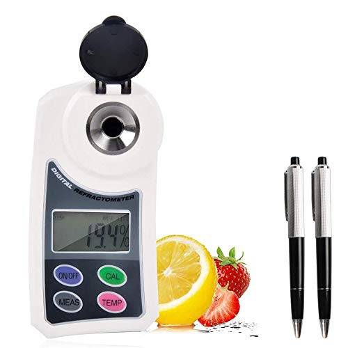 El refractómetro digital, portátil de bolsillo Brix medidor electrónico con pantalla LCD de azúcar, jugo de la fruta del alimento multifunción refractómetro probador con compensación de temperatura