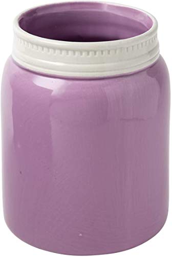 El Tarro de Boca Amplia deComfify - Utensilios de Cocina Decorativos, cerámica Resistente a los Golpes, Apto para lavavajillas Morado, Tamaño Grande 7"High