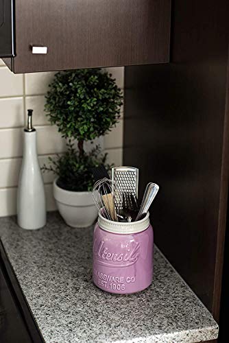 El Tarro de Boca Amplia deComfify - Utensilios de Cocina Decorativos, cerámica Resistente a los Golpes, Apto para lavavajillas Morado, Tamaño Grande 7"High