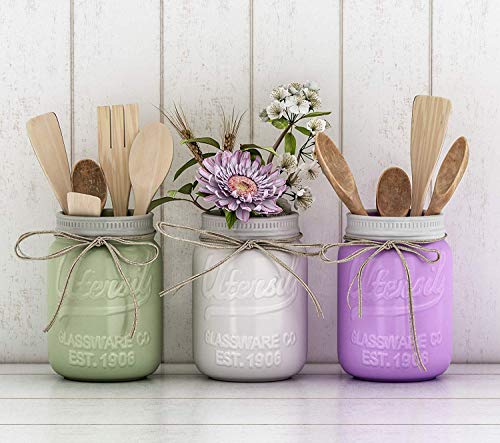 El Tarro de Boca Amplia deComfify - Utensilios de Cocina Decorativos, cerámica Resistente a los Golpes, Apto para lavavajillas Morado, Tamaño Grande 7"High