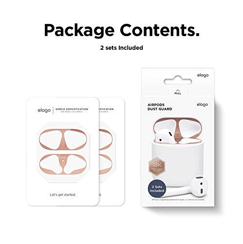 elago Dust Guard el Polvo Guardia Compatible con Apple AirPods [Chapado en Oro 18K] [Proteger del Hierro y Las virutas de Metal] - Oro Rosa (2 Sets)