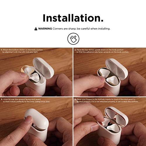 elago Dust Guard el Polvo Guardia Compatible con Apple AirPods [Chapado en Oro 18K] [Proteger del Hierro y Las virutas de Metal] - Oro Rosa (2 Sets)