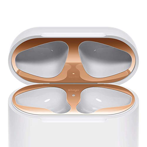 elago Dust Guard el Polvo Guardia Compatible con Apple AirPods [Chapado en Oro 18K] [Proteger del Hierro y Las virutas de Metal] - Oro Rosa (2 Sets)