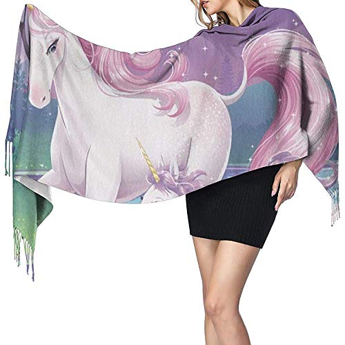Elaine-Shop Fantasy PinataPañuelo de cachemira con estampado de arcoíris Bufanda cálida informal para mujer Chal grande