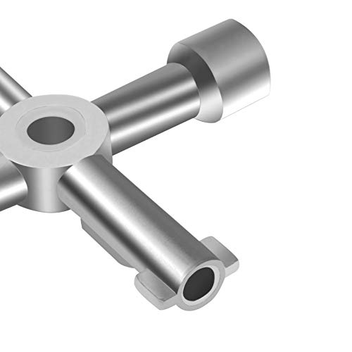Elcoho 2 piezas caja medidor clave de gas llave 4 vías multifunción llave con una bolsa de almacenamiento negra para armario eléctrico apertura llave (2, plateado)