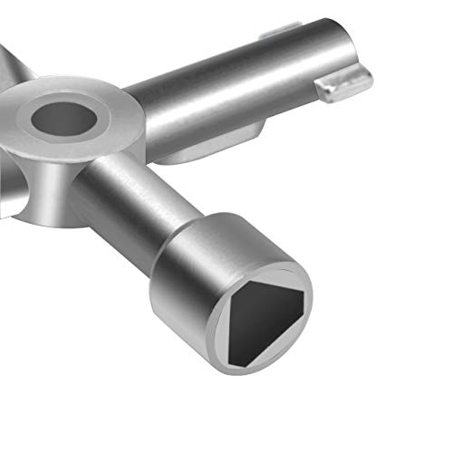Elcoho 2 piezas caja medidor clave de gas llave 4 vías multifunción llave con una bolsa de almacenamiento negra para armario eléctrico apertura llave (2, plateado)