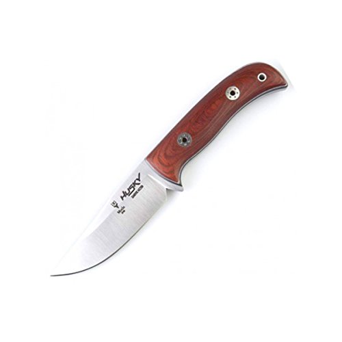 Electropolis Cuchillo de Caza Muela, Husky 11 RM, cachas en micarta Blanca y Negra,Madera prensada Rosewood, Acero SANDVIK 14C28N, Hoja de 11 cm, Peso 232 gr + Tarjeta Multiusos de Regalo