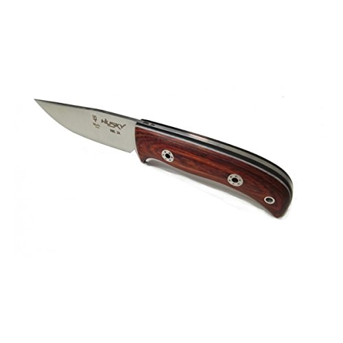 Electropolis Cuchillo de Caza Muela, HUSKY11RM.D cachas en micarta Blanca y Negra,Madera prensada Rosewood, Acero RWL34, Hoja de 11 cm, Peso 232 gr + Tarjeta Multiusos de Regalo