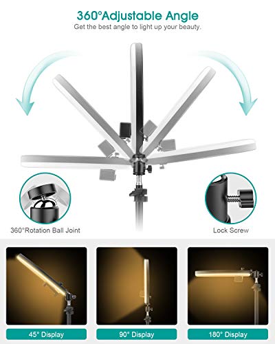 ELEGIANT Anillo de luz Trípode LED 10", Aro Soporte de Luz de Selfie de Regulable 3 Colores de Luz + 11 Niveles de Brillo, Trípode de Teléfono Móvil para Tiktok Youtube Transmisión en Vivo Volg