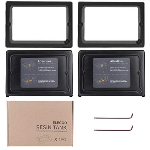 ELEGOO 2 PCS Metal Tanques de Resina para Impresora 3D ELEGOO Mars con FEP Película Preinstalado, 2 Tapas, y 2 Llaves Allen para ELEGOO Mars, Photon y Epax X1